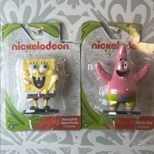 🧽 NWT Nickelodeon SpongeBob and Patrick Set Figurines - Yellow and Pink #buynow